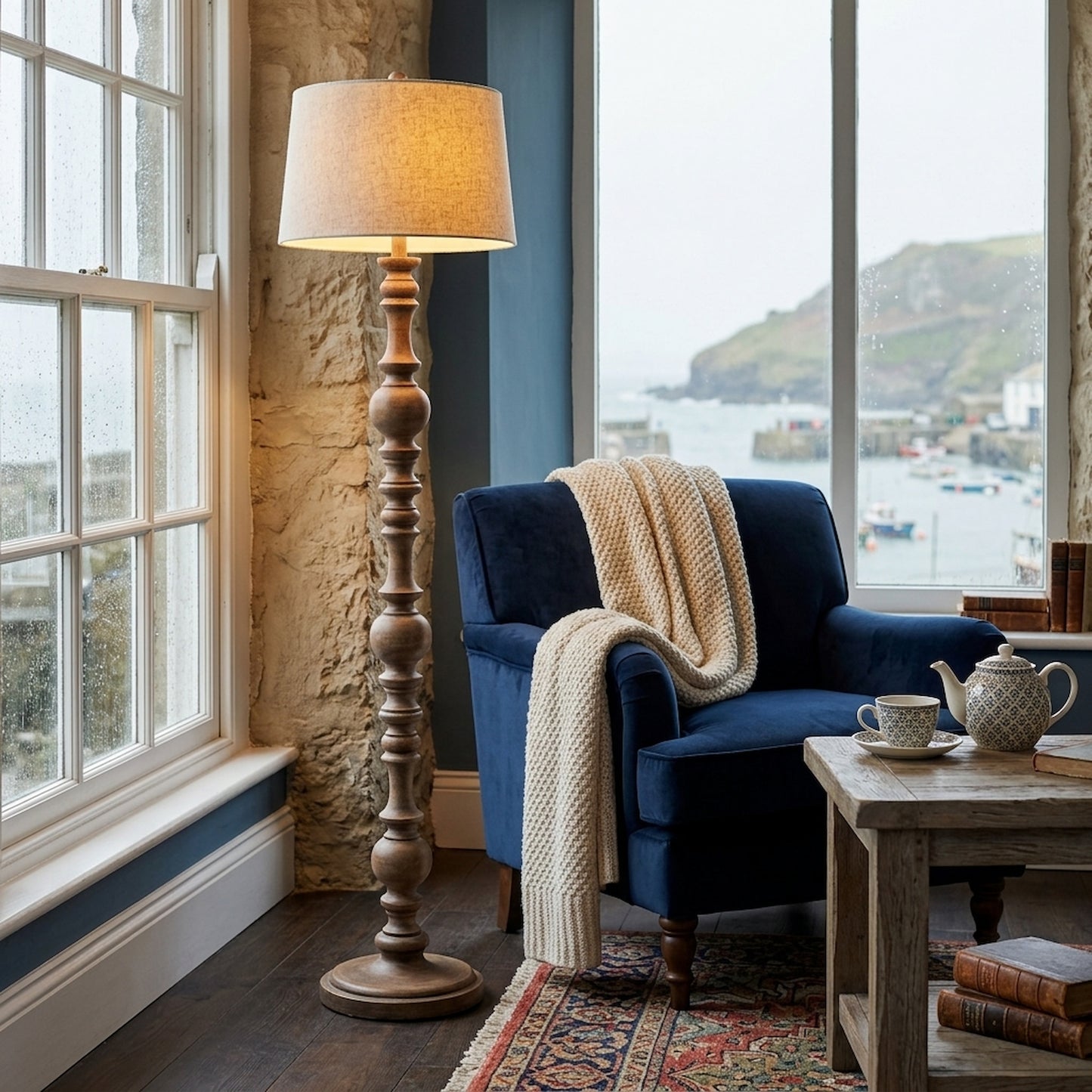 Seraphia Floor Lamp With Edged Linen Shade
