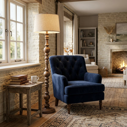 Seraphia Floor Lamp With Edged Linen Shade