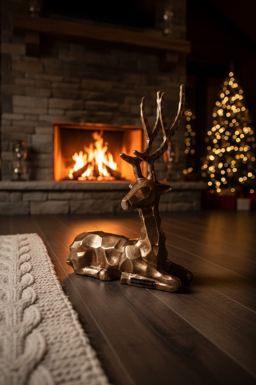Erdem Gold Finish Sitting Stag