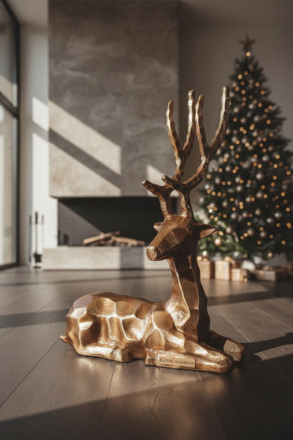 Erdem Gold Finish Sitting Stag