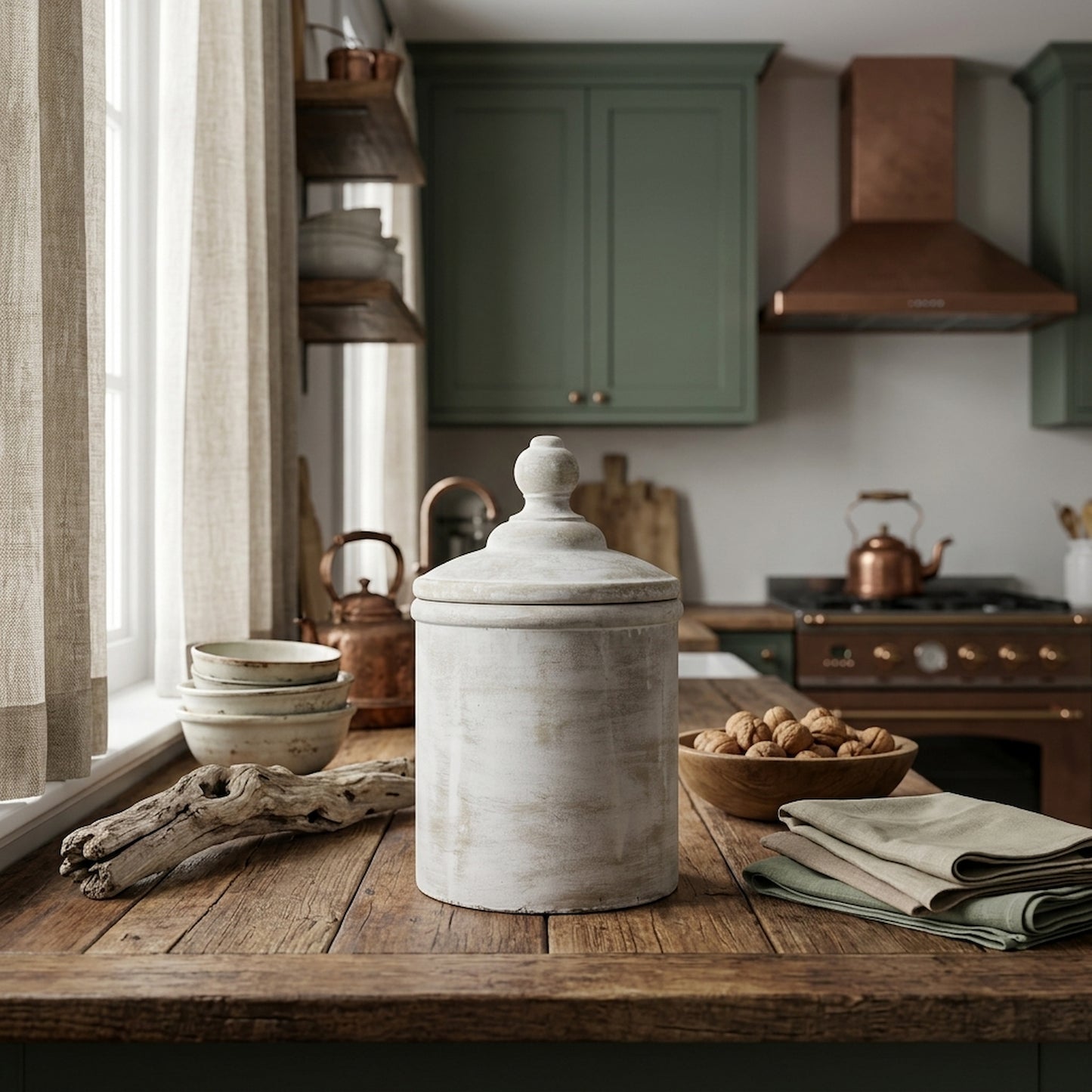 Large Antique White Cannister