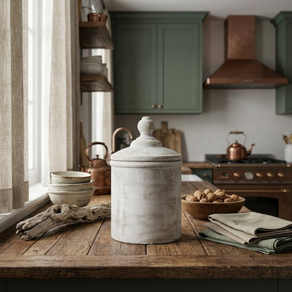 Large Antique White Cannister