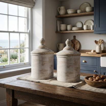 Large Antique White Cannister