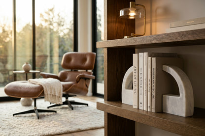 Carrara White Marble Set of Two Comma Bookends