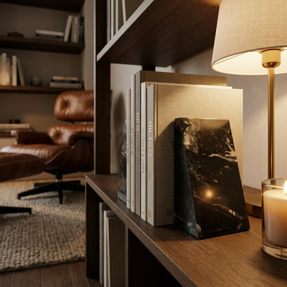 Nocturne Set of Two Black Marble Bookends