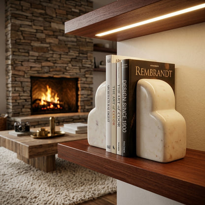 Alabren White Marble Set of Two Bookends
