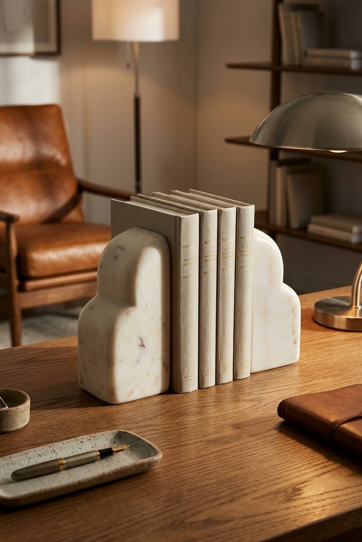 Alabren White Marble Set of Two Bookends