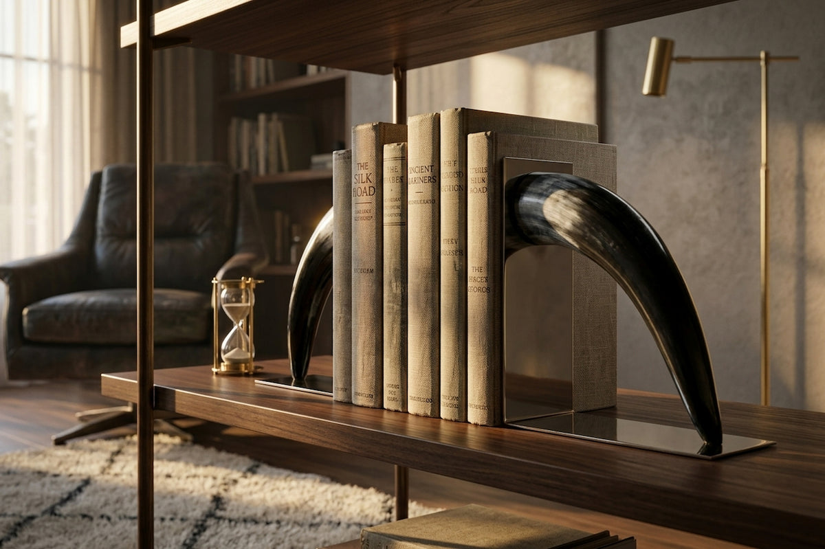 Cornu Set Of Two Buffalo Horn Bookends