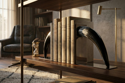 Cornu Set Of Two Buffalo Horn Bookends