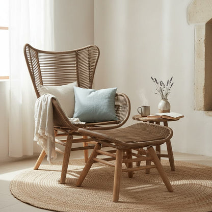 Weave Latte Rope Lounge Chair And Footstool
