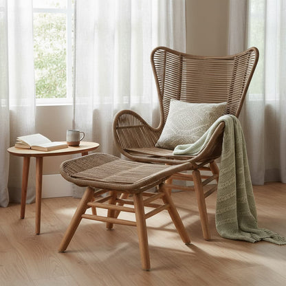 Weave Latte Rope Lounge Chair And Footstool