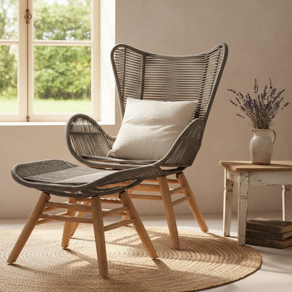 Weave Grey Rope Lounge Chair And Footstool