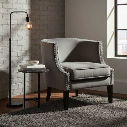 Olympia Grey Velvet Studded Chair