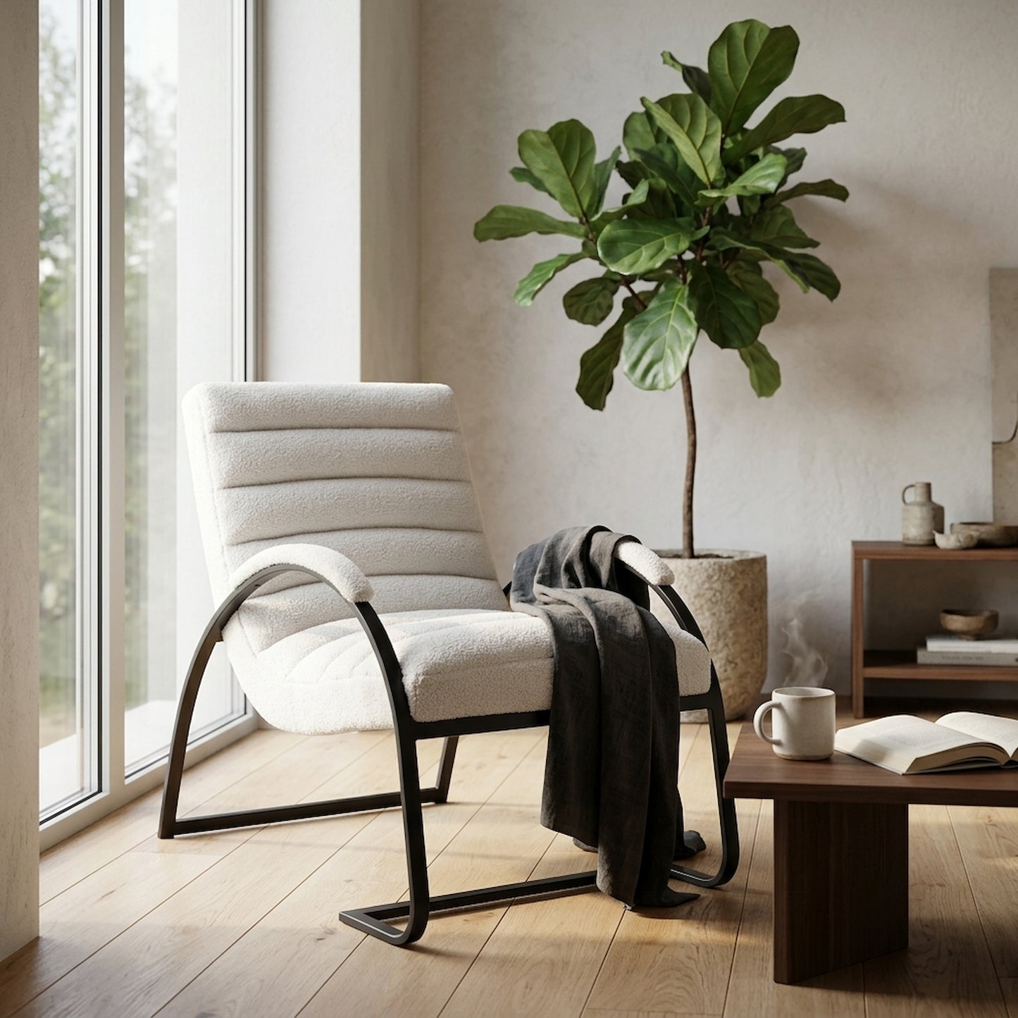 Boucle Ribbed Ark Chair