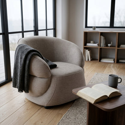 Muse Taupe Chenille Curved Chair