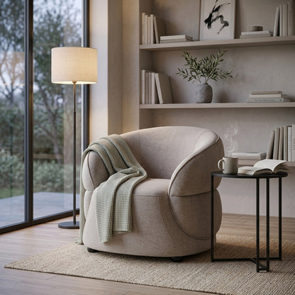 Muse Taupe Chenille Curved Chair