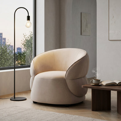 Muse Stone Velvet Curved Chair