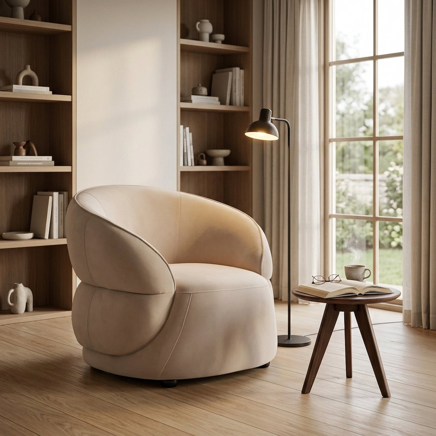 Muse Stone Velvet Curved Chair
