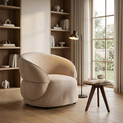 Muse Stone Velvet Curved Chair
