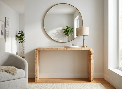 Sequoia Burl Wood Design Curved Console Table