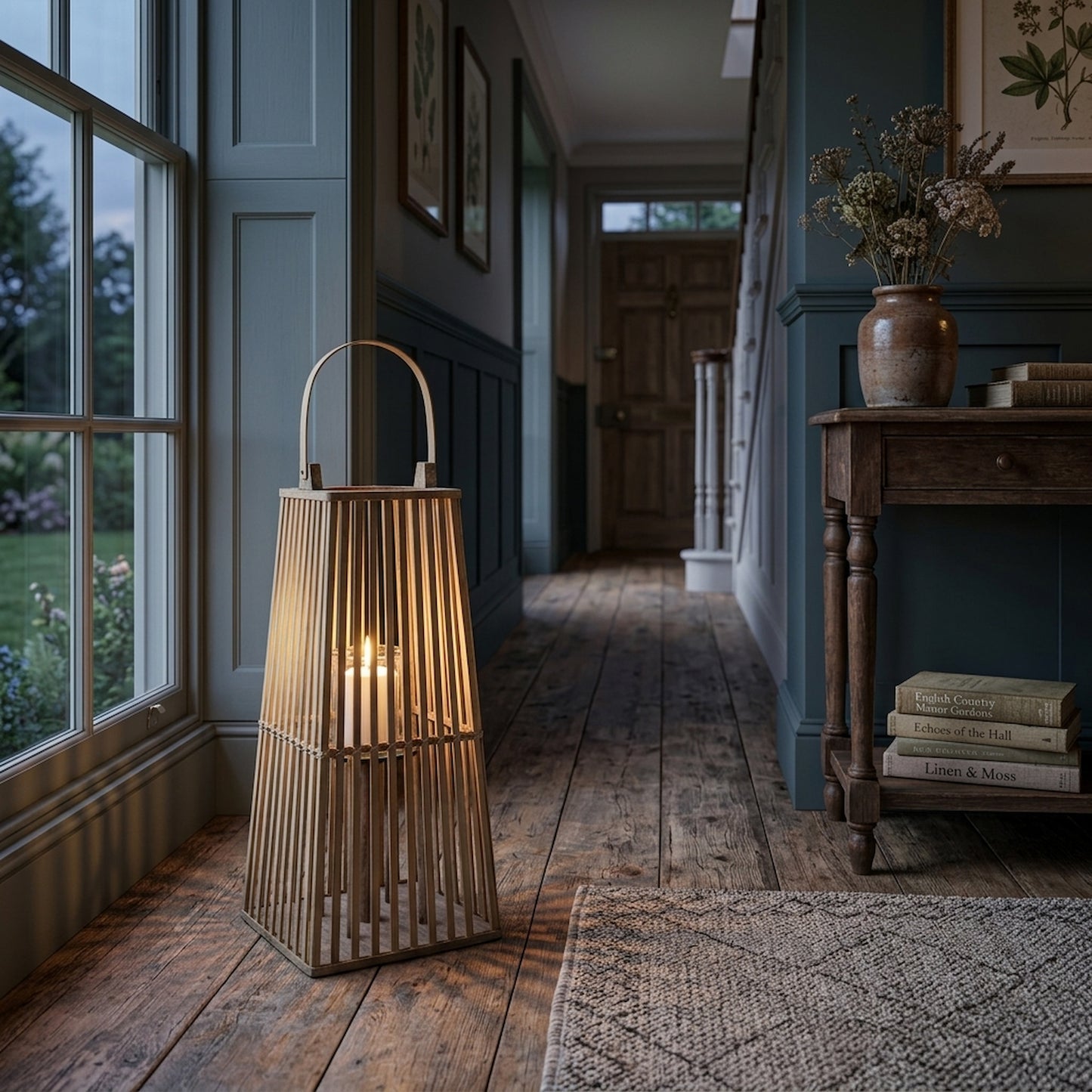 Medium Silo Wicker Lantern With Glass Holder