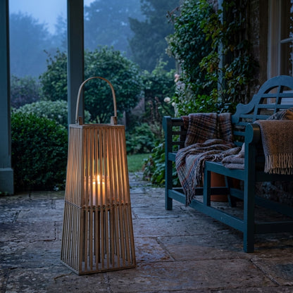 Medium Silo Wicker Lantern With Glass Holder