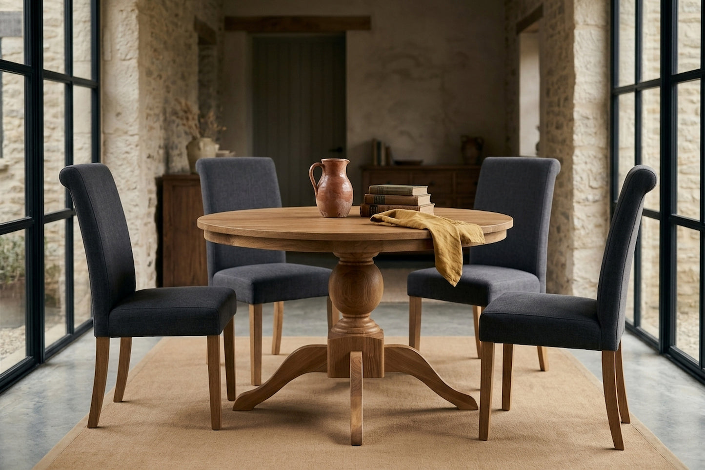 Bordeaux Natural Oak Wood Round Dining Table