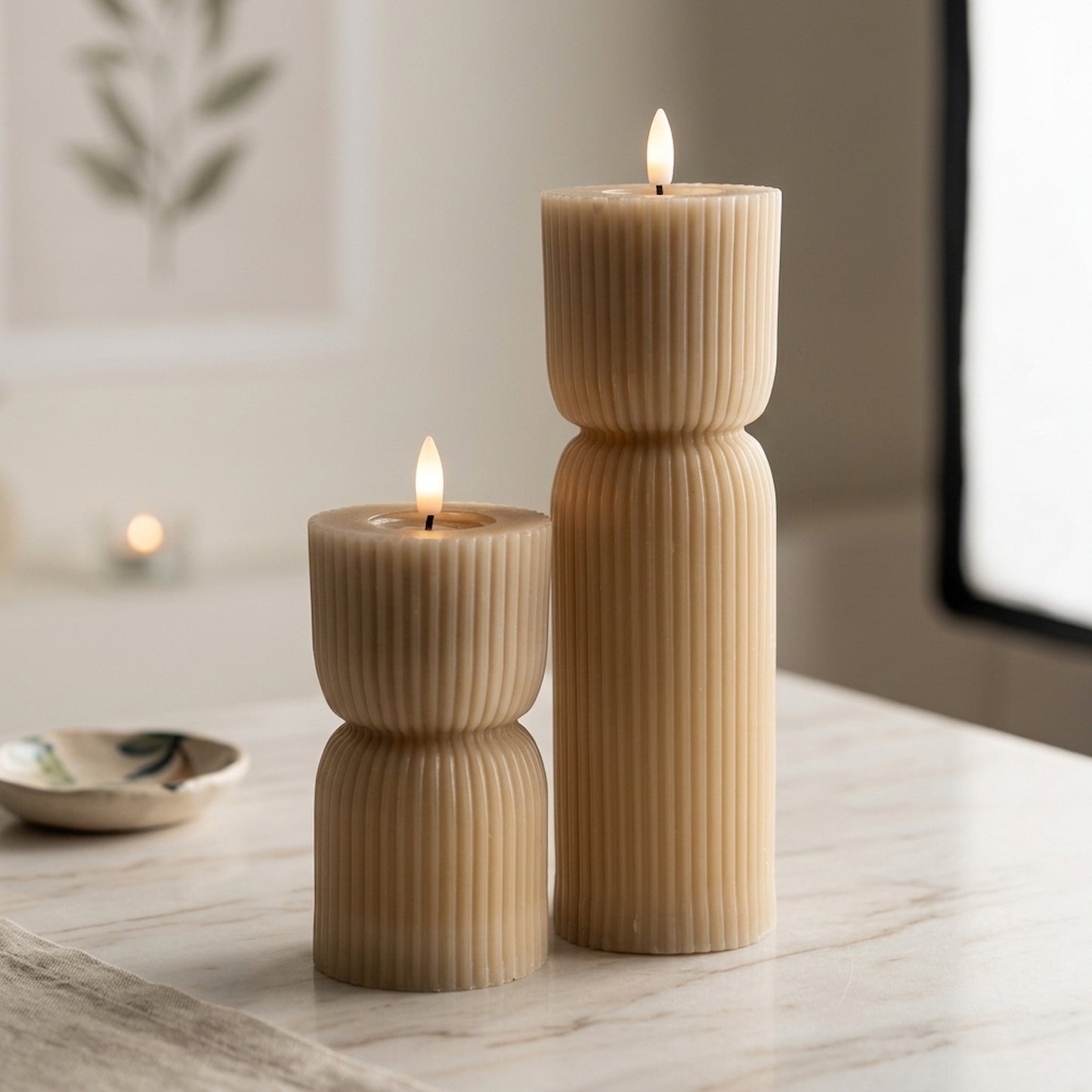 Luxe Collection Natural Glow 2.75x10 Stone Carved LED Candle