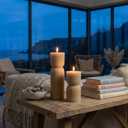 Luxe Collection Natural Glow 2.75x10 Stone Carved LED Candle