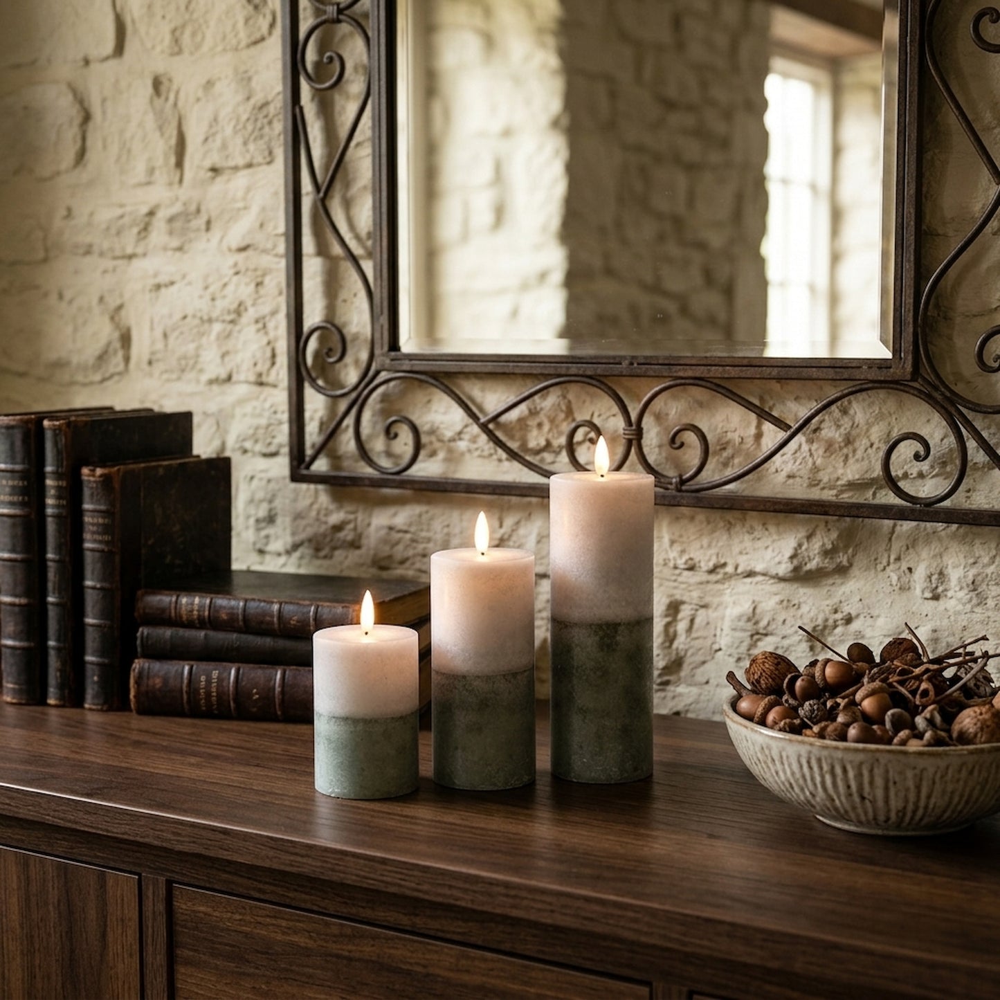Luxe Collection Natural Glow 3x4 Stone LED Wax Candle