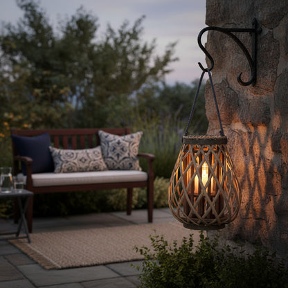 Small Wicker Bulbous Lantern