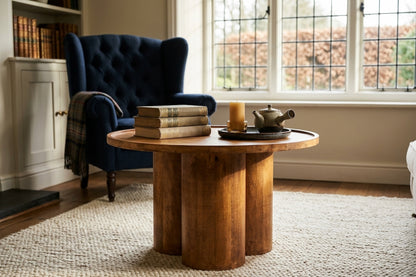 Waltz Natural Mango Wood Column Detail Coffee Table
