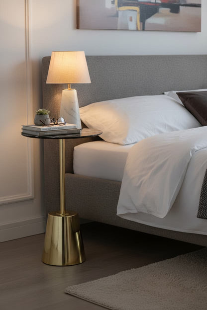 Verona Black Marble Effect Top Gold Base Side Table