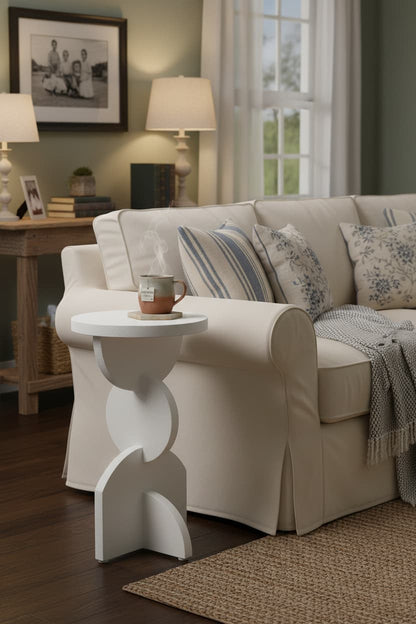 Waltz Whitewash Mango Wood Abstract Side Table