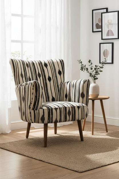Serene Black and White Chair With Flared Arms