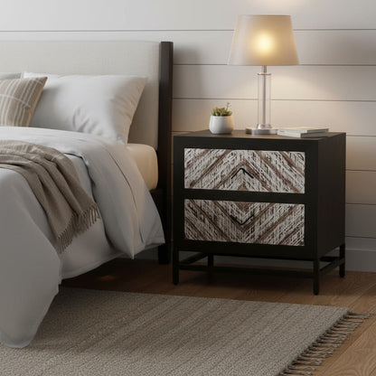 Gili Black 2 Drawer Bedside Table