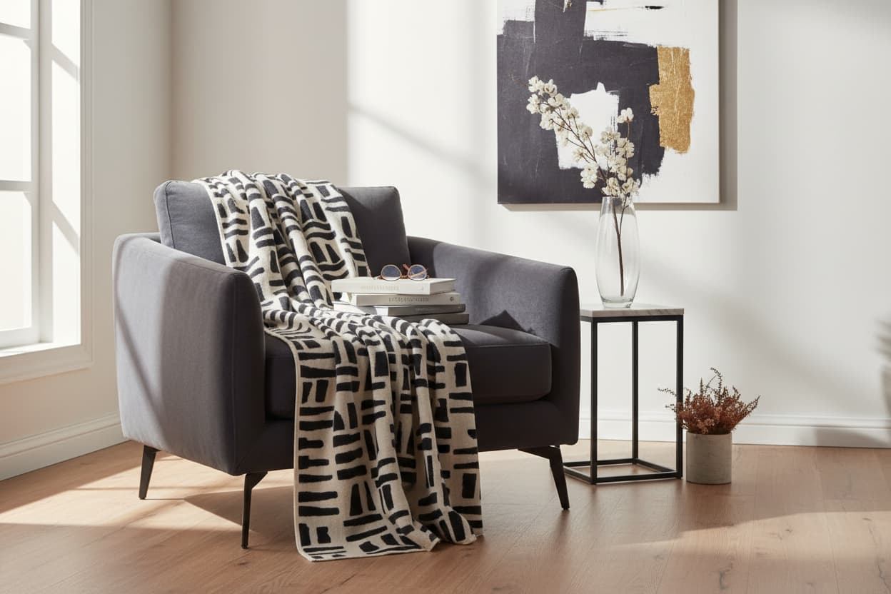 Zola Natural And Black Throw