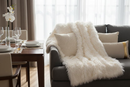 Folia Cream Fur Throw