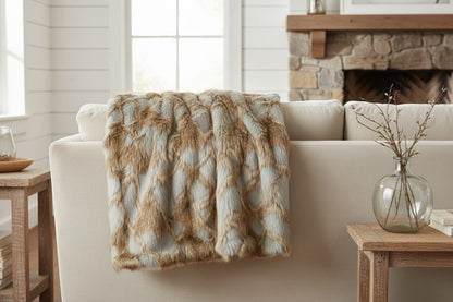 Folia Grey And Natural Fur Throw