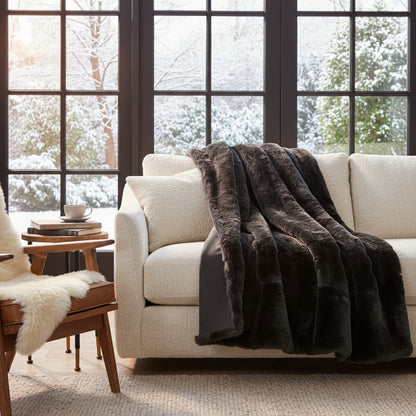 Folia Black Fur Throw