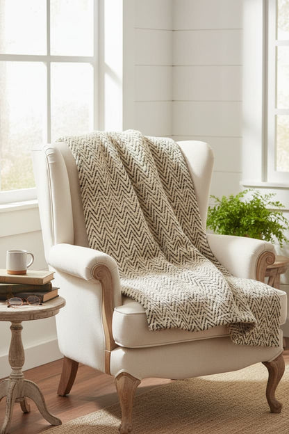 Sierra Beige and Grey Woven Throw