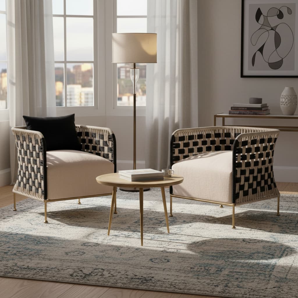 Bengal Black And White Jute Chair