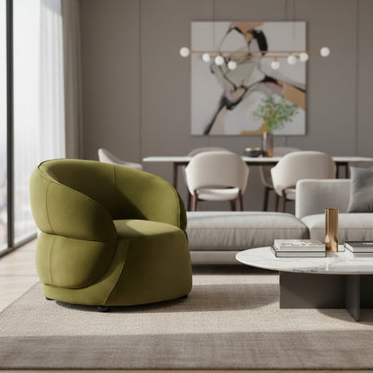 Muse Forest Green Curved Velvet Chair