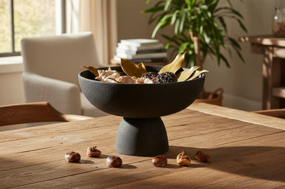 Silhouette Large Textured Black Pedestal Bowl