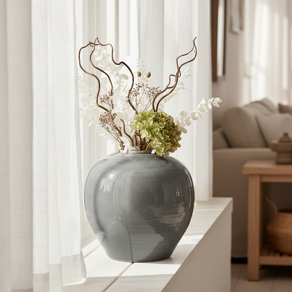 Garda Grey Glazed Tiber Vase