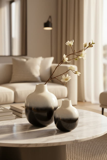Arbor Large Black And White Ombre Vase