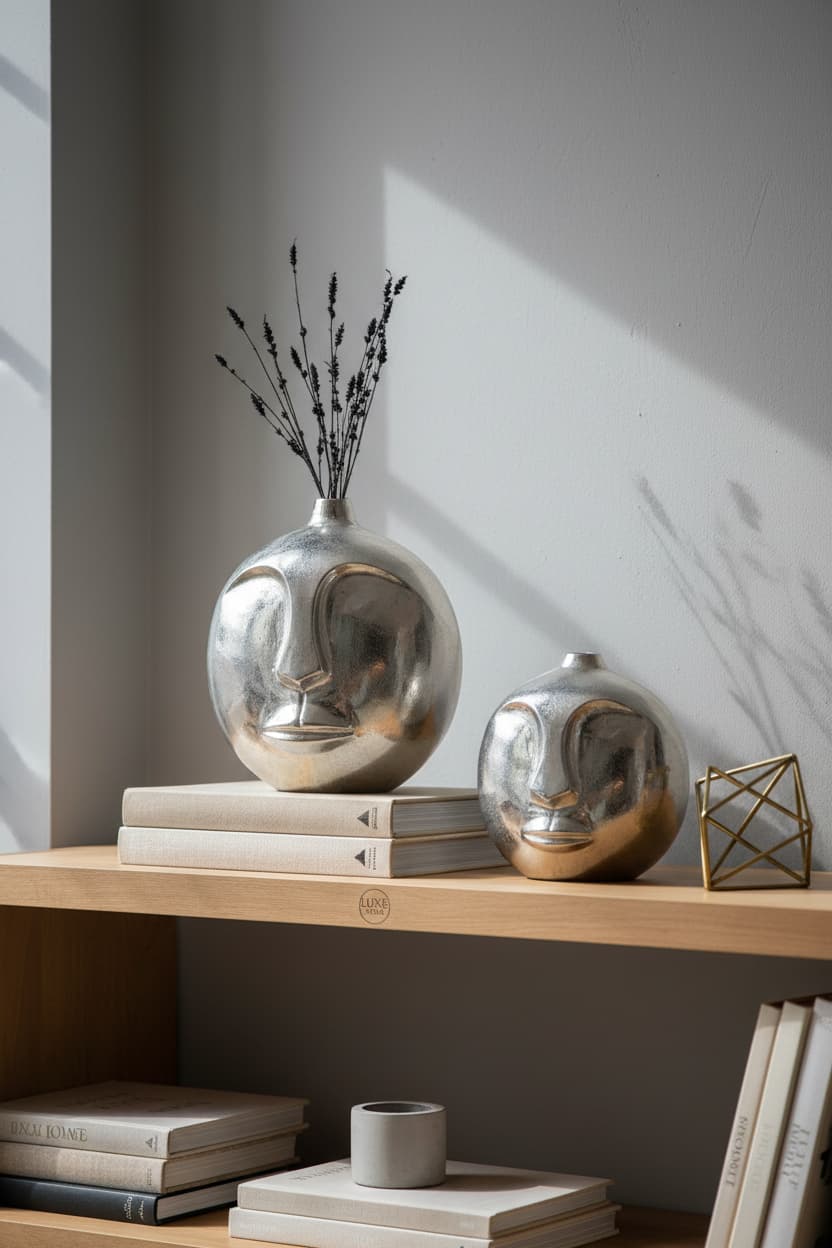 Vista Small Silver Finish Round Vase