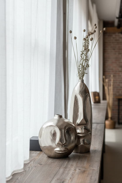 Vista Small Silver Finish Round Vase
