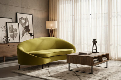 Saffa Three Seat Olive Velvet Sofa