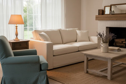 Provence 3 Seat Cream Fabric Sofa